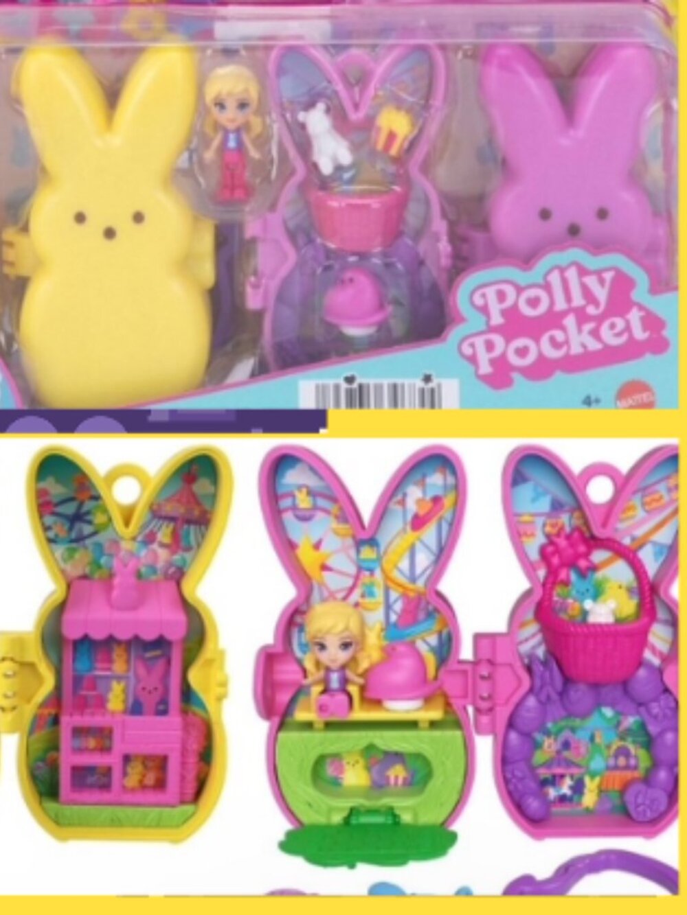 Polly Pocket Peeps, Doll&2 Play sets w/7 Themed Accessories, Compact Travel Toy